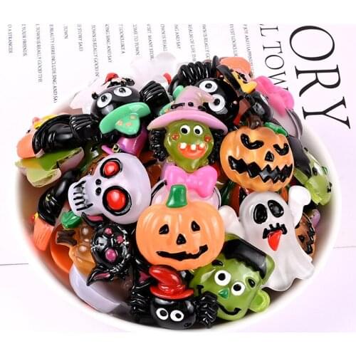20pcs Cute Halloween pumpkin/ghost/skull flatback Resin Cabochon Art Supply Decoration Charm Craft DIY Crafts Party supplies
