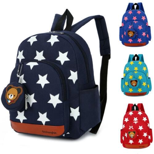 2020 Children Character Backpack Rucksack School Bag Personalised Star Pattern Zipper Kid Book Bag 4 Colors New
