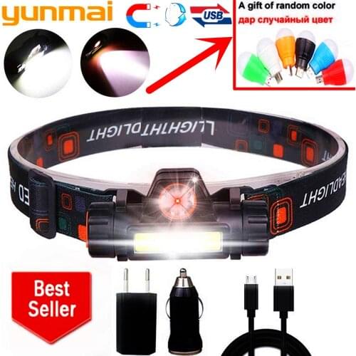 2021 Rechargeable Powerful Headlight Xpe+cob Usb Headlamp Built-in Battery Head Light Waterproof Head Torch Camping Head Lamp