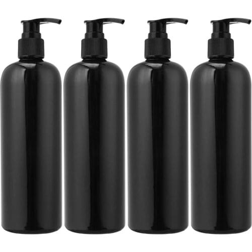 4Pcs 500ml Press Pump Bottle Black Empty Soap Dispenser Bottle With Pump For Bathroom Kitchen Cleaning Storage Pot