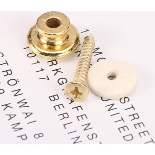 Mushroom Head Strap Button Acoustic Guitar Accessory Gold Finish W/ Screw