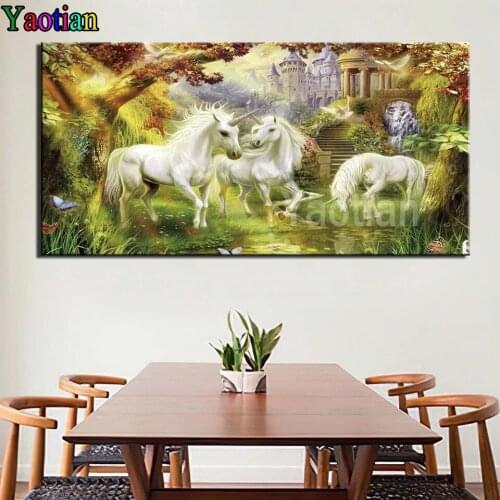 Unicorn forest landscape 5d diy diamond painting full square mosaic handicrafts diamond embroidery for 2021 New arrival gift