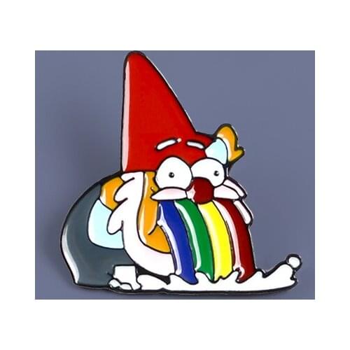 White Bearded Santa Red Christmas Hat Spits Out Rainbow Creative Enamel Pins Accessories Brooches For Kids Overcoat Jewelry