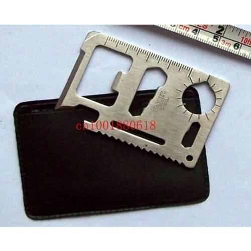 Free Shipping 11 Function Saber Card Multi Pocket Survival Tools Card Outdoor Multifunction Beer bottle opener 100pcs/lot