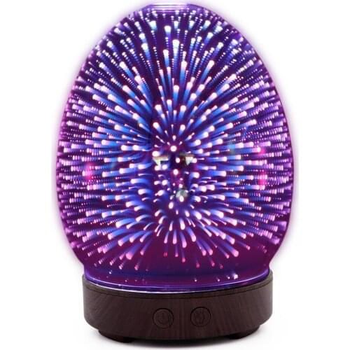 002-3D colorful fireworks glass Office bedside silent aromatherapy machine humidifier ultrasonic essential oil atomizer