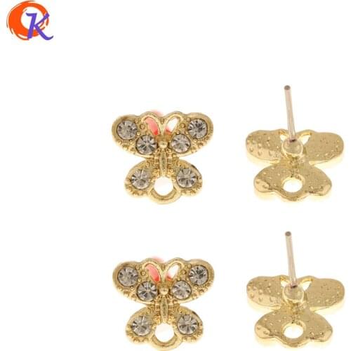 Cordial Design 100Pcs 9*10MM Jewelry Accessories/DIY Making/Earring Findings/Butterfly Shape/Hand Made/Rhinestone Earrings Stud