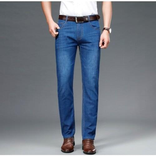 Jeans men loose straight 2021 new middle-aged mens pants dad mens pants thin long pants