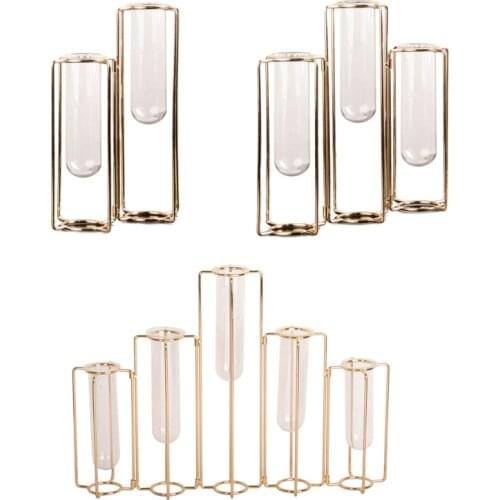 Wall Hanging Glass Terrarium Air Planter Holder Plant Hanger Flower Vase with Wooden Frame 4 Test Tubes for Propagation Home