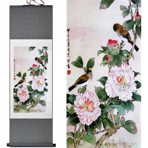 Birds and flower Art Painting Home Office Decoration Chinese scroll painting birds paintingPrinted painting