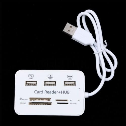KEBETEME Multi USB Combo USB Hub 2.0 3 Ports Card Reader All in One USB Splitter 480Mbps For MS M2 SD TF Portable For PC Laptop