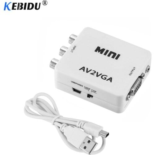 KEBIDU 1080P Video Convertor RCA AV to VGA Video Converter Conversor with 3.5mm Audio AV2VGA / CVBS + Audio to PC HDTV Converter