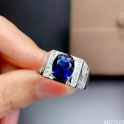 KJJEAXCMY fine jewelry S925 sterling silver inlaid natural sapphire new girl trendy gemstone ring support test Chinese style