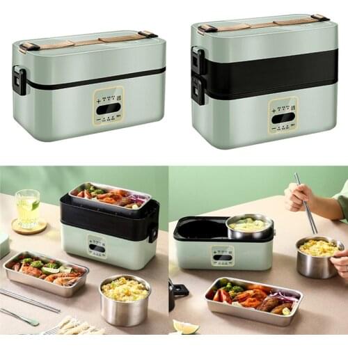 220V Electric Heating Lunch Box 1/2 Layer Food Storage Container Portable Electric Rice Cooker Food Warmer For Travel Office