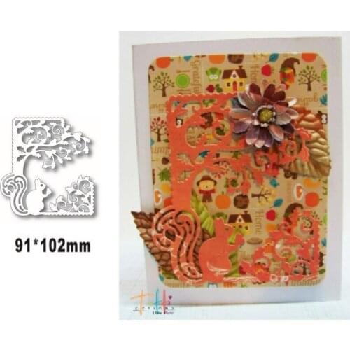 Happy Halloween Squirrel Scene Metal Cutting Dies for DIY Scrapbooking Album Decorative Embossing Handmade Paper Cards Gift