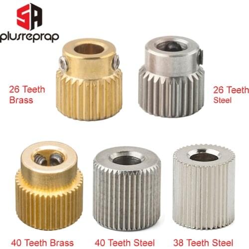 Mk7 MK8 Extrusion Gear 26/38/40 Tooth Teeth Brass or Stainless Steel Drive Gear Feeding Gear Wheel for 3D Printer Extruder