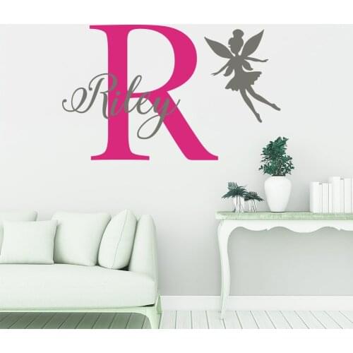 Cartoon Custom Name Fairy Wall Decal Girl Room Kids Room Personalized Name Fairy Tale Nature Wall Sticker Bedroom Vinyl Decor