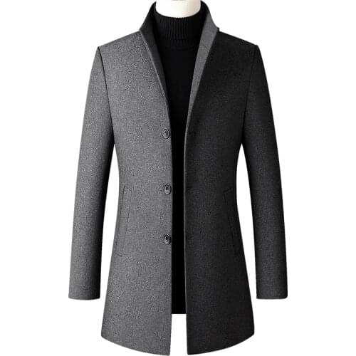 Nice New Mid Long Men Wool Blends Coats Spring Autumn Solid High Quality Mens Wool Jacket Male Oversized Windbreaker Jacket