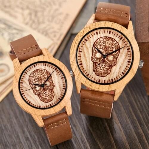 Wooden Watch Men Ostrich Deer Wristwatch Imitation Imitate Wood Case Quartz Soft Leather Strap Women Lover Wrist Drop Shipping