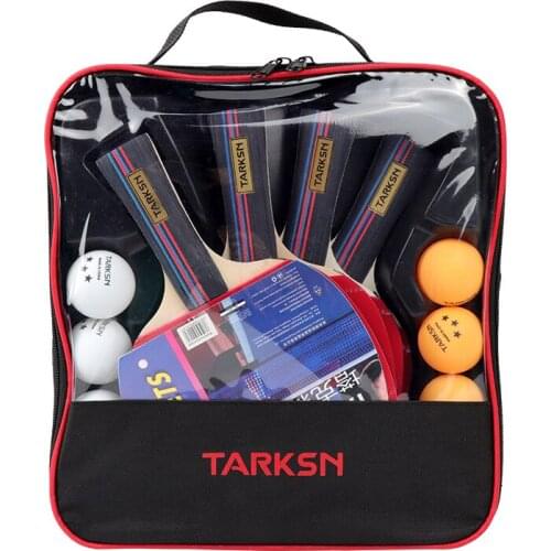 TARKSN Professional 4 Table Tennis Racket 8 Balls Set Double Face In Rubber Lightweight Ping Pong Training Bat With Storage Bag