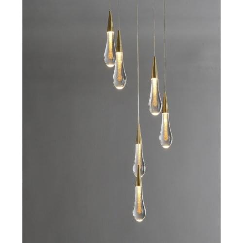 Customizable Post-Modern Crystal Glass led Pendant Lights Hanglamp Drop Light Restaurant Bar Pendant Lamp Staircase Lamps