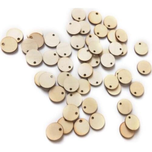 50pcs Unfinished Round Wooden Discs Ornament Embellishments For Scrapbooking DIY Craft One Hole Handmade Home Decor 20mm E56C