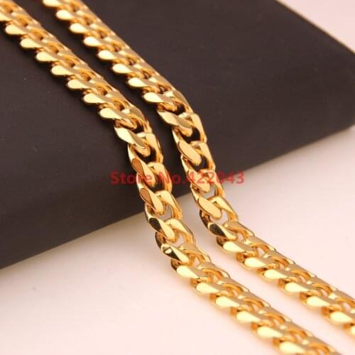 New Arrival 7-40inch Choose Gift Fashion 10mm Stainless Steel Gold color Cuban Chain Necklace High Quality Jewelry