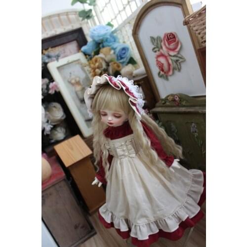 BJD Doll clothes suitable for 1-3 1-4 1-6 size doll clothes palace dress red and white dress doll accessories