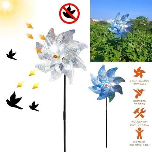 Bird Repellent Windmills Protect Garden Orchard Yard Roof Lawn Yard Decoration Anti-Bird Reflective Pinwheels Bird Repeller