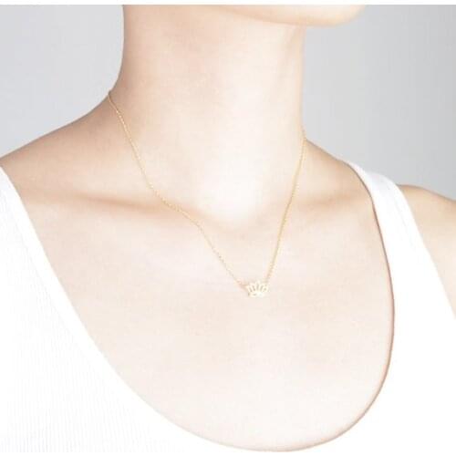 Gift 1 Love Hollow Plant Lotus pendant chain Necklace Tiny Lotus Flower Petal Bloom Blossom Necklace for lady women gift Jewelry