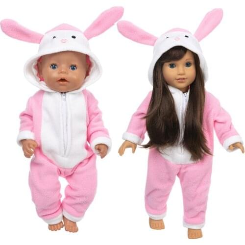 Born baby doll pink rabbit romper set 40cm Nenuco Ropa y su Hermanita 18 inch girl doll clothes pajama set