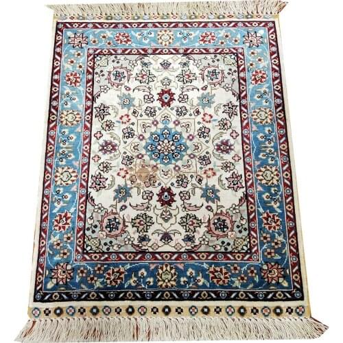 Seeykeep™ 1.5x2ft Rectangle Pure Silk Handknotted Oriental Traditional Persian Rug-SK3036080