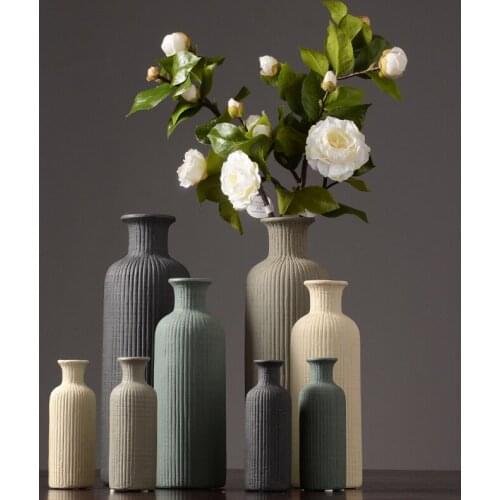 Modern striped Ceramic Vase Scandinavian style home decoration flower vase tabletop dried flower Crafts home decoration