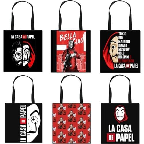 Money Heist Tote Bag The House of Paper Woman Shoulder Bags La Casa De Papel Handbags Girls Travel Bag Ladies Shopping Bags