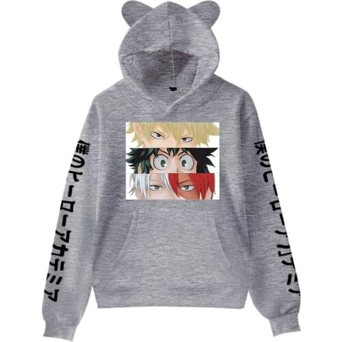 Anime My Hero Academia Hoodies Midoriya Izuku/All·Might/Bakugou Katsuki Hoodies Boys Girl Sweatshirt Cat Ears Childrens hoodie
