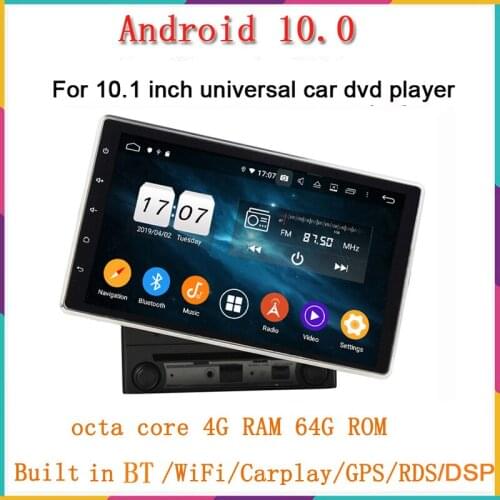 1024*600 octa Core 2 din 10.1" android 10.0 Universal Car Radio DVD Player Rotatable Face Panel With GPS WIFI Bluetooth USB DVR