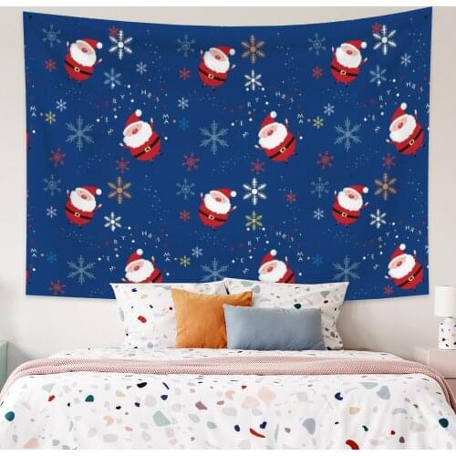 Cartoon Santa Baby Blue Tapestry Vintage Exotic Summer Plant Nature Frame for Bedroom Photography Wall Decor