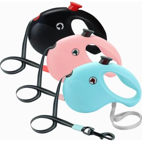 16ft Dog Leash Retractable Automatic Dogs Lead Reflective Pet Leashes Rope Pitbull Running Walking Leads 5M For Small Medium Dog