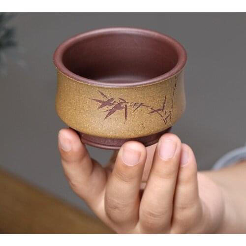 Yixing purple sand sample tea cup famous individual cup of kung fu tea cup master cup purple sand cup of whitewash