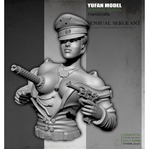 YUFan Model Resin Kits Bust Sexy female mechanical half body resin soldier Sefl-assembled YFWW-2025