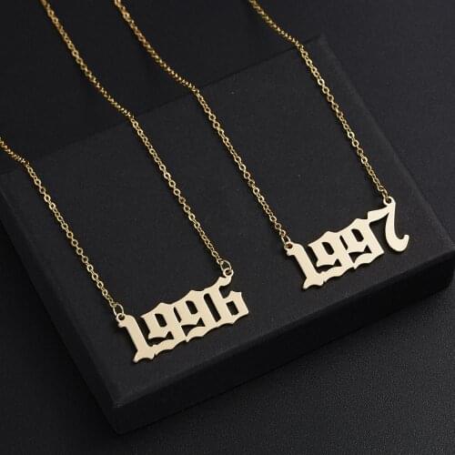 SMJEL Personalize Year Number Necklaces for Women Custom Year 1980 1989 2000 Birthday Gift from 1980 to 2000