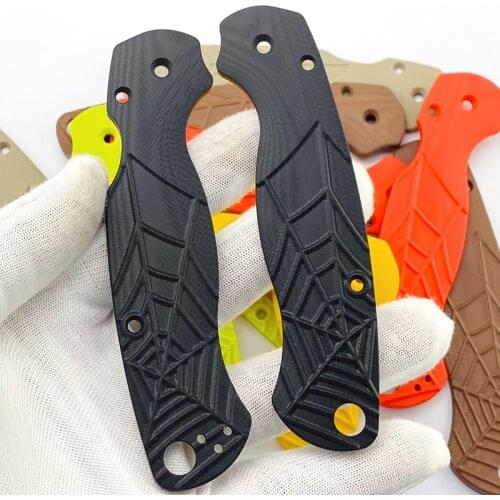 1pair Spider Web Design G10 Knife Handle Grips for Spider Para 2 C81 Folding Knife Patch Material DIY Accessories