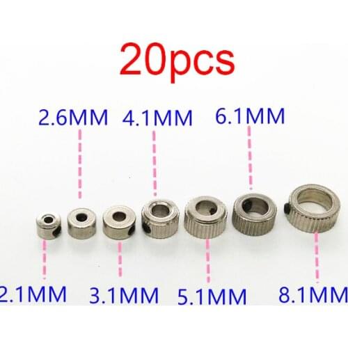 20PCS 2/3/4/5/6/8mm Metal Axle Stopper Shaft Positioning Bushing Sleeve with M3 Screws for DIY Model Fixed Spare Parts