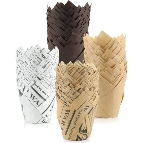 200 Pcs Cupcake Muffin Liners Paper Baking Cups Muffin Cases Greaseproof Cupcake Wrappers, Brown, Nature & White