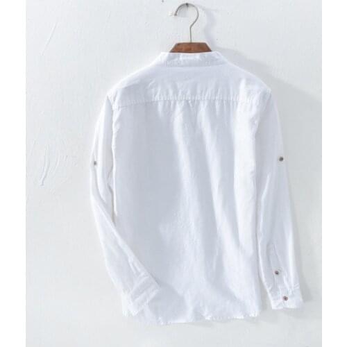 2020 Man Summer Linen Shirts V-Neck Long Sleeve Fashion Slim Fit Chinese Style Summer Shirt For Man High Quality Brand Clothing