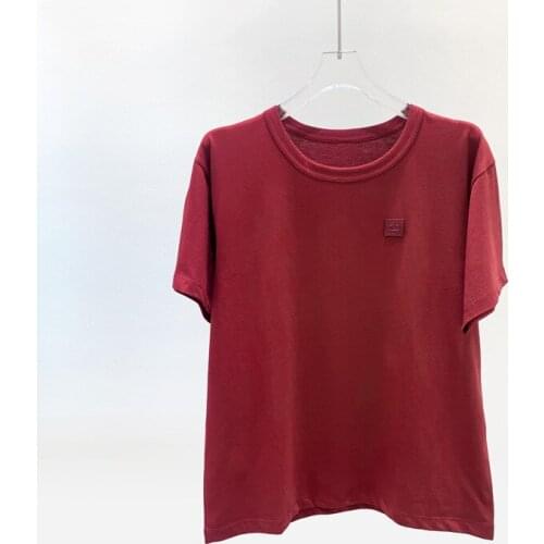 2021 New Summer Women Cotton t Shirt Ladies O-Neck Short Sleeve Simple Femme Smiley Decor Tee Tops