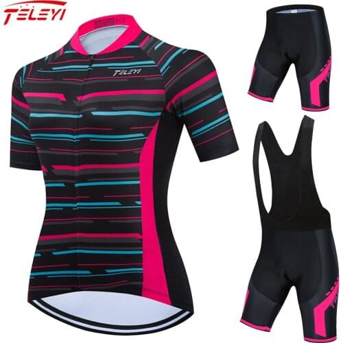 2021 Teleyi Pro Women Cycling Jerseys Sets MTB Bike Cycling Clothing Breathable Mountian Bicycle Clothes Summer Bike uniform