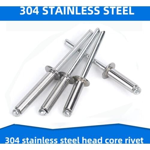 304 Stainless Steel Blind Pull Rivet Riveting Fastener Decoration Nail Steel Head Iron Core Anti Corrosion Oxidation M3.2 M4