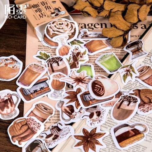 45Pcs/box Coffee Decorative Stickers For Kids Kawaii Food Stationery Sticker Scrapbooking DIY Diary Bullet Journal Supplies