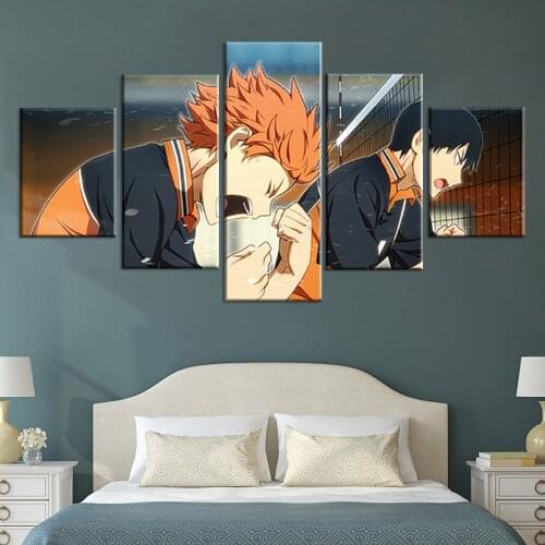 5 Panel Wall Art Poster HD Prints Haikyuu Modular Pictures Canvas Japanese Anime Figure Painting Home Decoration For Living Room