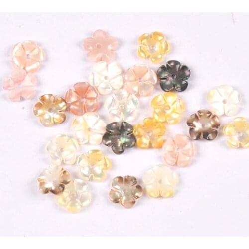 5Pcs Flower Shape Texture Curved Natural Mother Of Pearl Shell Beads For Jewelry Making Earring Diy Craft Accessories 8mm tr0379